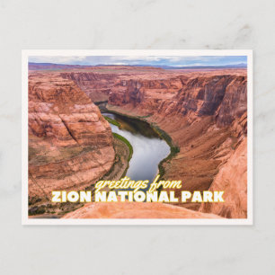 Zion National Park Retro Vintage USA Resa Vykort