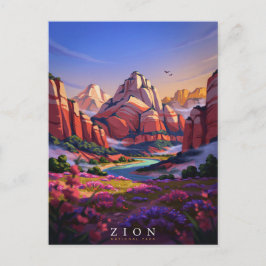 Zion National Park Röda Klippans Kanjon Vykort