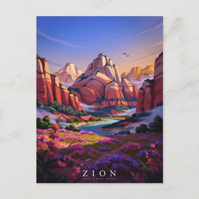 Zion National Park Röda Klippans Kanjon Vykort (Framsida)