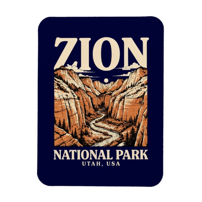 Zion National Park Röda klippor Magnet (Vertikal)