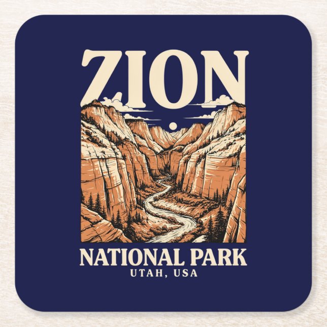 Zion National Park Röda klippor Underlägg Papper Kvadrat (Framsidan)