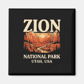 Zion National Park Solnedgång Bergsscen Magnet