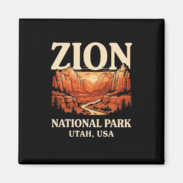 Zion National Park Solnedgång Bergsscen Magnet (Framsidan)