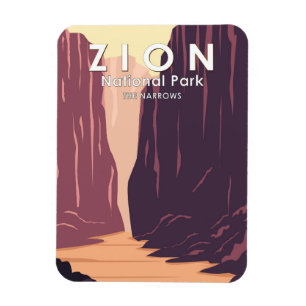 Zion National Park the Narrows Retro Magnet