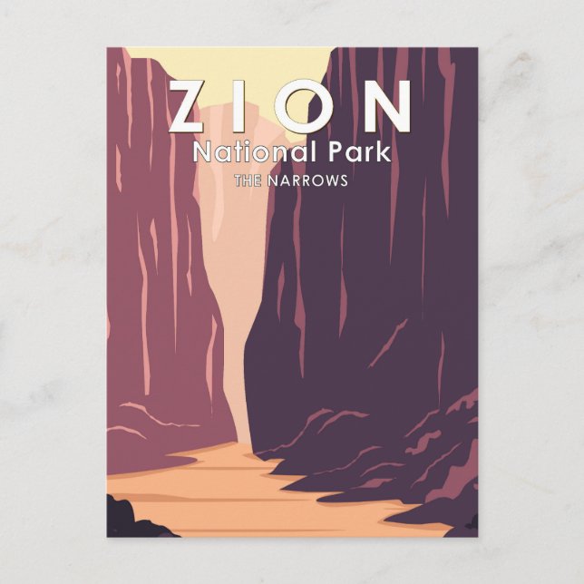 Zion National Park The Narrows Retro Vykort (Framsida)