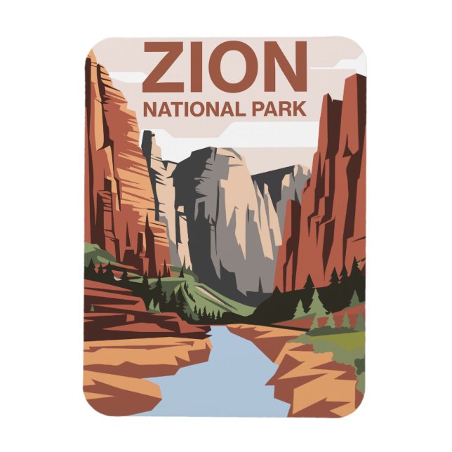 Zion National Park Travel Art Magnet (Vertikal)