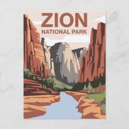 Zion National Park Travel Art Vykort