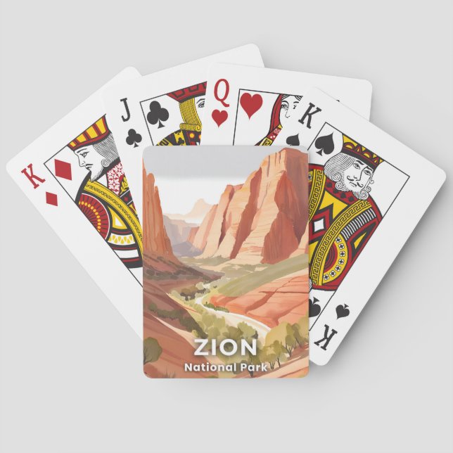 Zion National Park | Travel Watercolor Valley Casinokort (Baksidan)
