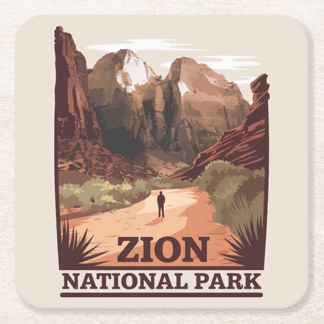 Zion National Park Underlägg Papper Kvadrat (Framsidan)