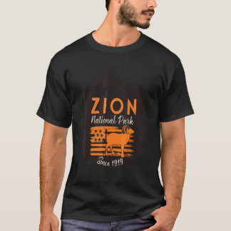 Zion National Park US Flag Bighorn Sheep Mountains T Shirt