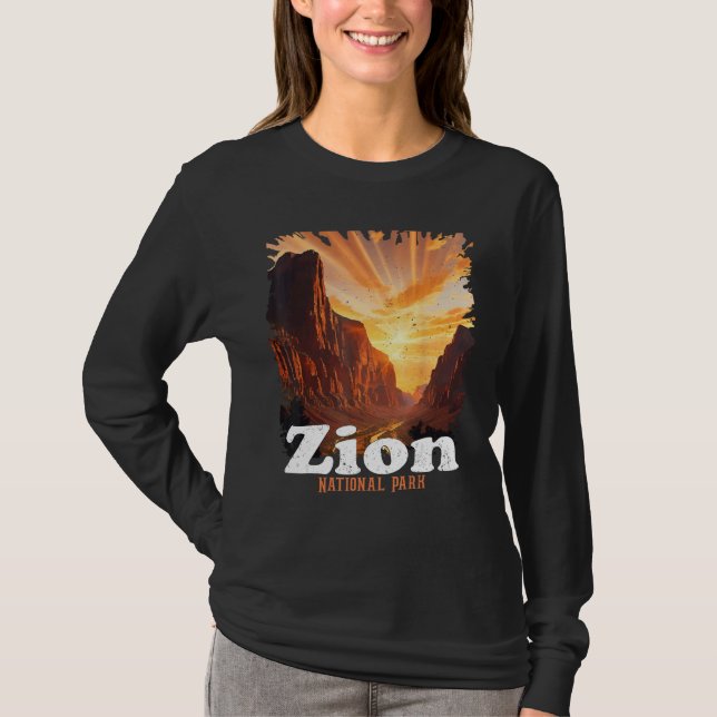 Zion National Park US Trail Explore Utah Camping H T Shirt (Framsida)