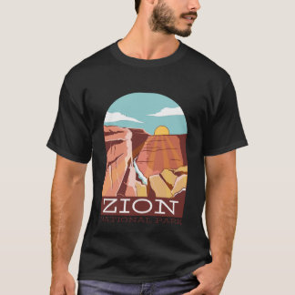Zion National Park USA Skyline Silhouette Outline T Shirt