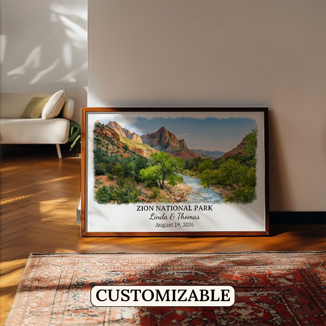 Zion National Park Utah Affisch, Akvarell, Anpassa Poster (Skapare uppladdad)
