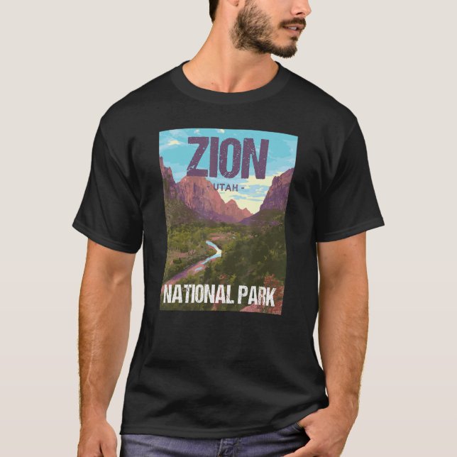 Zion National Park Utah Affisch Design T Shirt (Framsida)