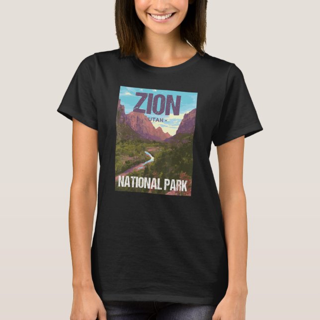 Zion National Park Utah affischdesign T Shirt (Framsida)