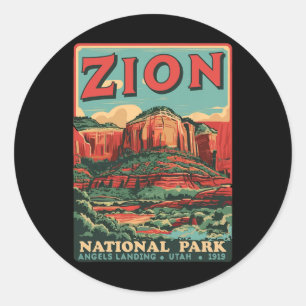Zion National Park Utah Änglar Landing Vintage Hik Runt Klistermärke