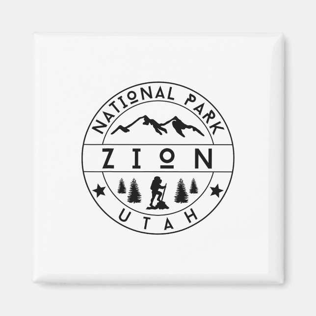 Zion National Park Utah Hiker Nature Hiking Outdoo Magnet (Framsidan)