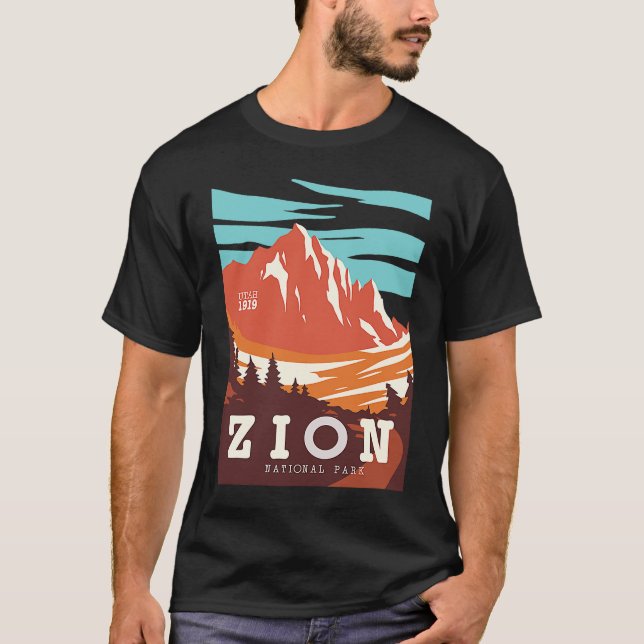 Zion National Park Utah Hiking Travel Poster  Idea T Shirt (Framsida)