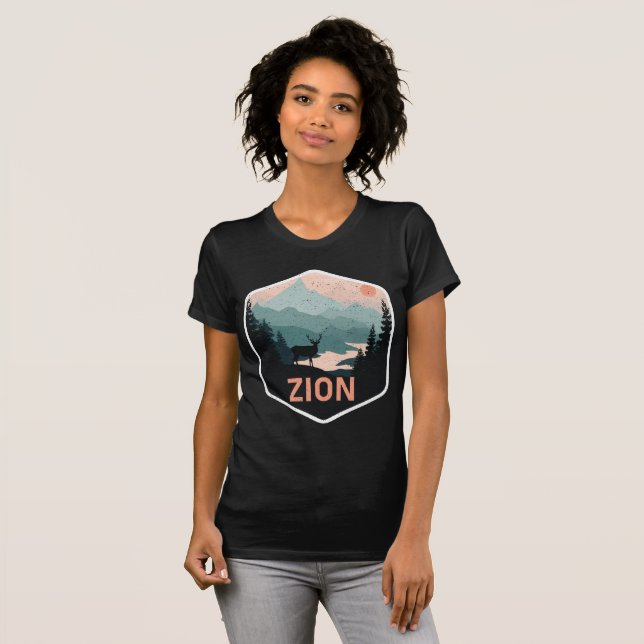 Zion National Park Utah Hjort Traveler Tourist T Shirt (Hel framsida)