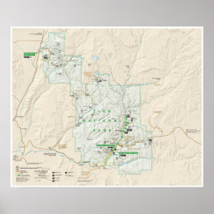 Zion National Park (Utah) karta poster