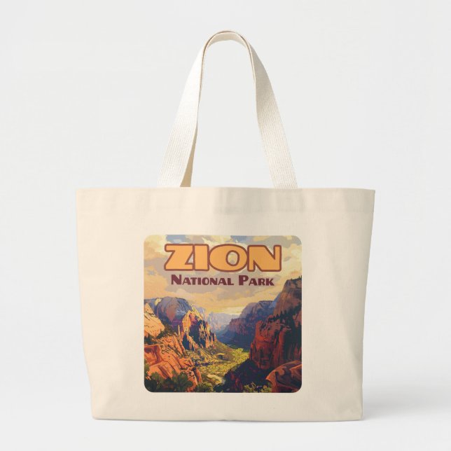 Zion National Park Utah Moab Canyon Retro Jumbo Tygkasse (Framsidan)