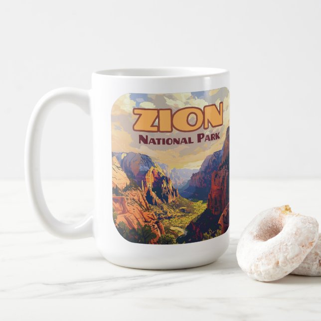 Zion National Park Utah Moab Canyon Retro Kaffemugg (Med munk)