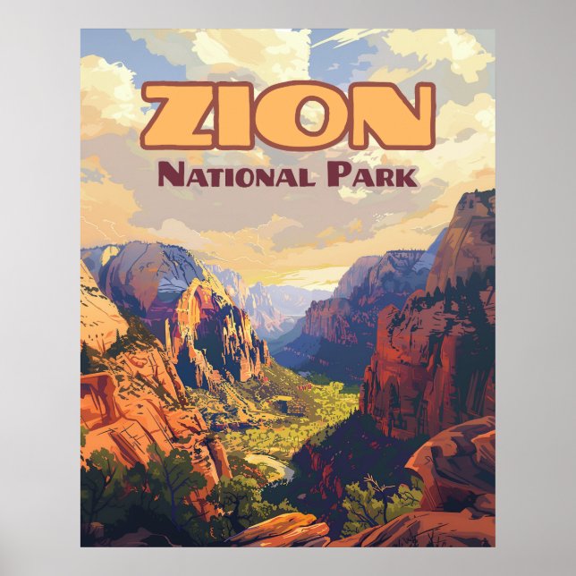 Zion National Park Utah Moab Canyon Retro Poster (Framsidan)