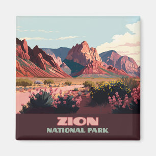 Zion National Park Utah Mountains Vintage Magnet