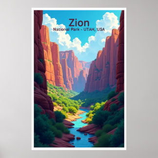 Zion National Park Utah Resemotiv Affisch