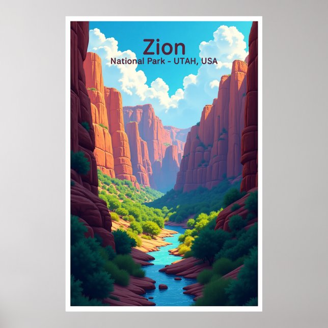 Zion National Park Utah Resemotiv Affisch (Framsidan)