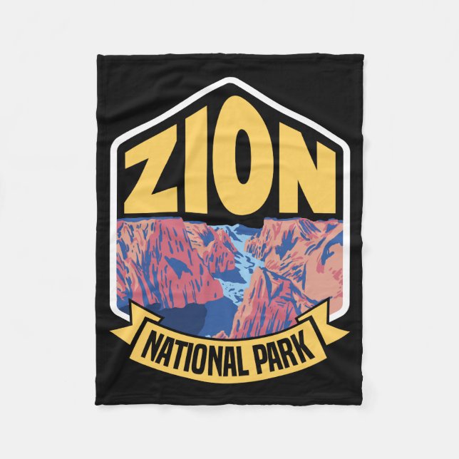 Zion National Park Utah Retro Fleecefilt (Framsidan)