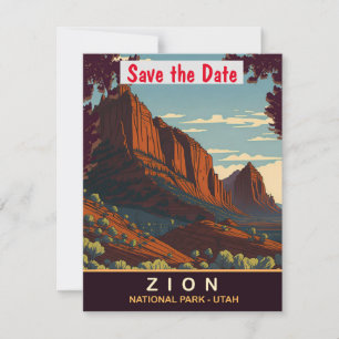 Zion National Park Utah Röda Klippor Bröllopsinbju Spara Datumet