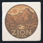 Zion National Park Utah Stone Underlägg<br><div class="desc">Ta med underbarens skönhet utomhus till ditt hem med Zion National Park Utah-stenen underlägg. Den här varaktiga drycken är gjord av naturlig absorberande sten och underlägg ett levande mönster som inspirerats av Zions ikoniska röda sten-klippor och andningsmiljöer. Perfekt för att skydda dina bord från fukt och värme. Den ger en...</div>