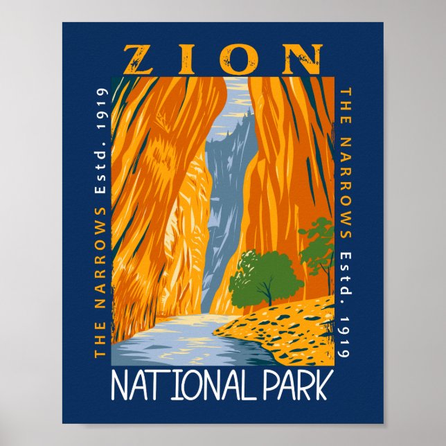 Zion National Park Utah the Narrows Distress Poster (Framsidan)