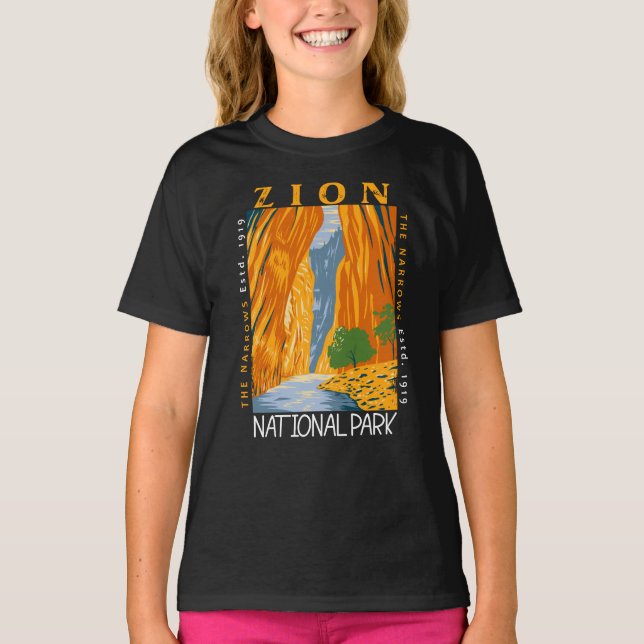 Zion National Park Utah the Narrows Distress T Shirt (Framsida)