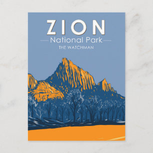 Zion National Park Utah The Watchman Vintage Vykort
