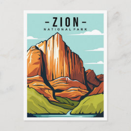 Zion National Park Utah Travel Illustration Vykort