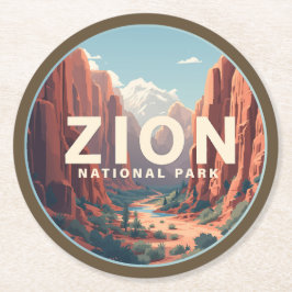 Zion National Park Utah Underlägg Papper Rund