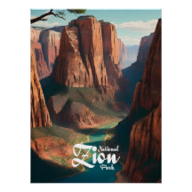 Zion National Park Utah USA Travel Poster