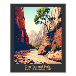 Zion National Park Utah, vattenfärgen Narrows Fototryck