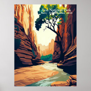 Zion National Park Utah, vattenfärgen Narrows Poster