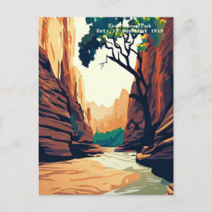 Zion National Park Utah, vattenfärgen Narrows Vykort