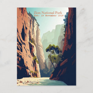 Zion National Park Utah, vattenfärgen Narrows Vykort