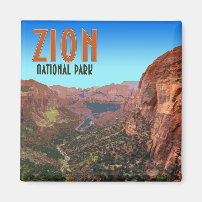 Zion National Park Utah Vintage Magnet (Framsidan)
