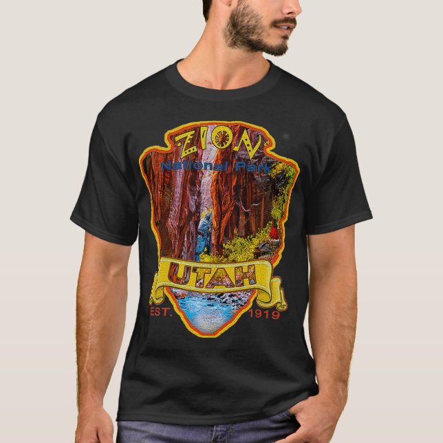 Zion National Park Utah Virgin River Narrows Canyo T Shirt (Framsida)