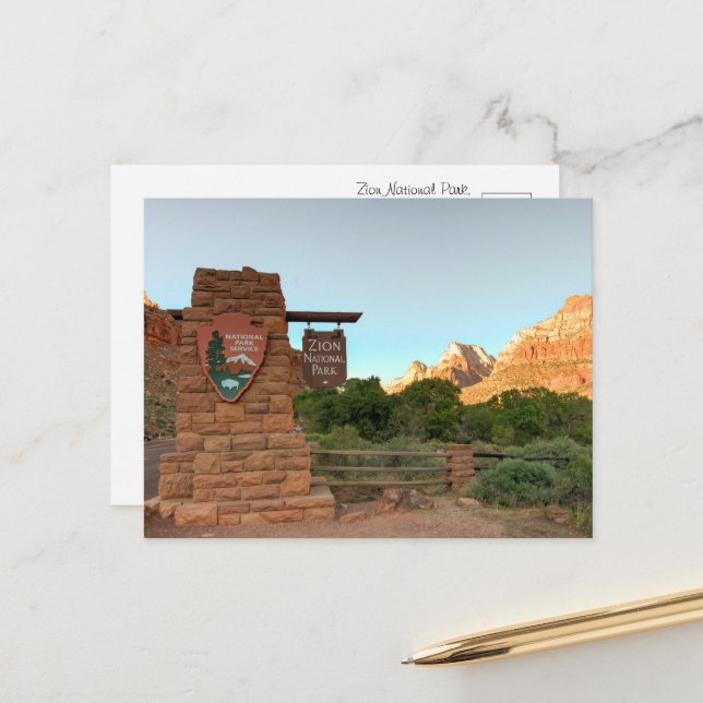 Zion National Park – Vacker resa Vykort (Fram/Back In Situ)
