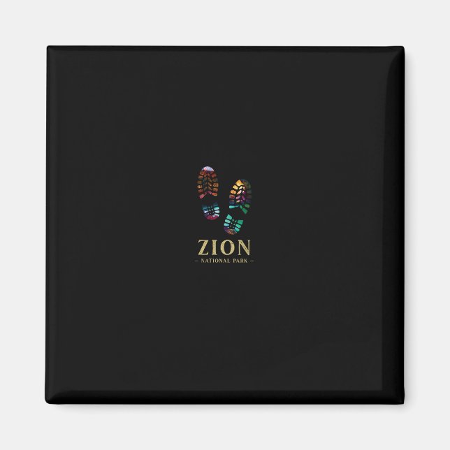 Zion National Park Vandring Stövlar Tryck Semester Magnet (Framsidan)