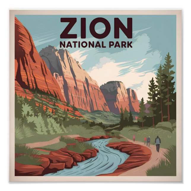 Zion National Park vintage Fototryck (Framsidan)