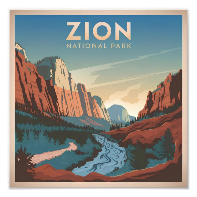 Zion National Park vintage Fototryck (Framsidan)