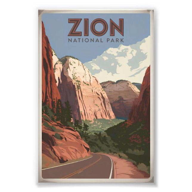 Zion National Park vintage Fototryck (Framsidan)